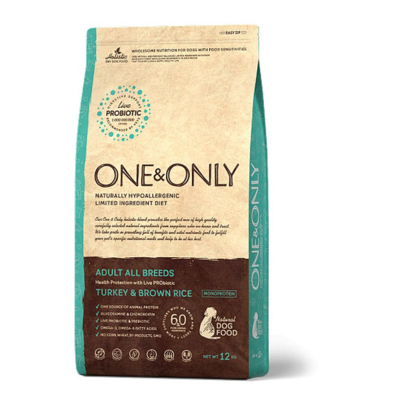 ONE&amp;amp;ONLY turkey &amp;amp; Rice Adult All Breeds сухой корм для собак всех пород, индейка с рисом - 12 кг