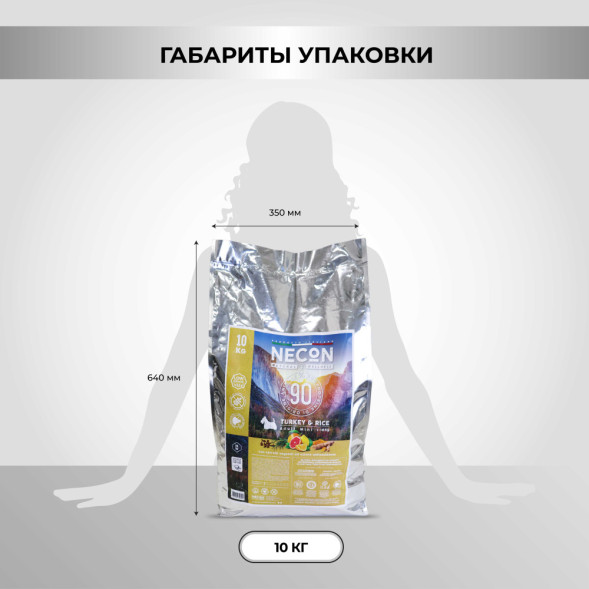 Necon Natural Wellness Adult Mini Turkey &amp;amp; Rice сухой корм для взрослых собак мелких пород с индейкой и рисом - 10 кг
