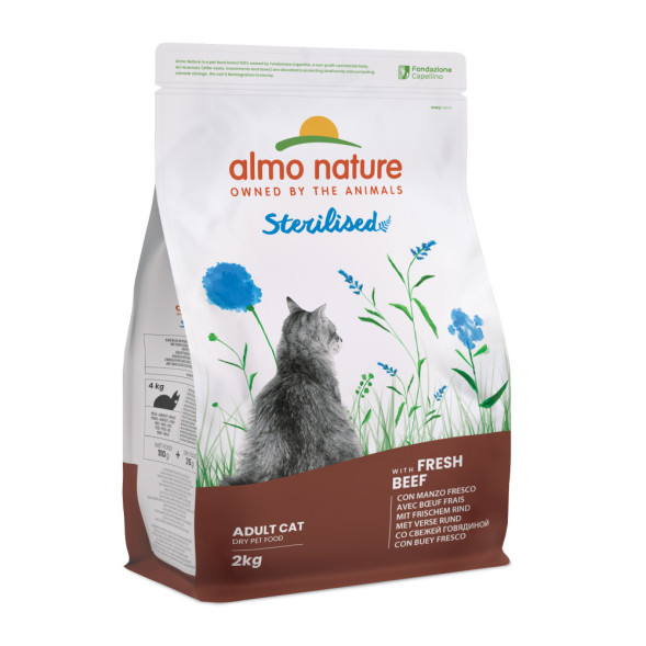 Almo Nature Functional Adult Cat Sterilised Beef &amp;amp; Rice сухой диетический корм с говядиной и рисом для взрослых кастрированных котов и кошек - 2 кг