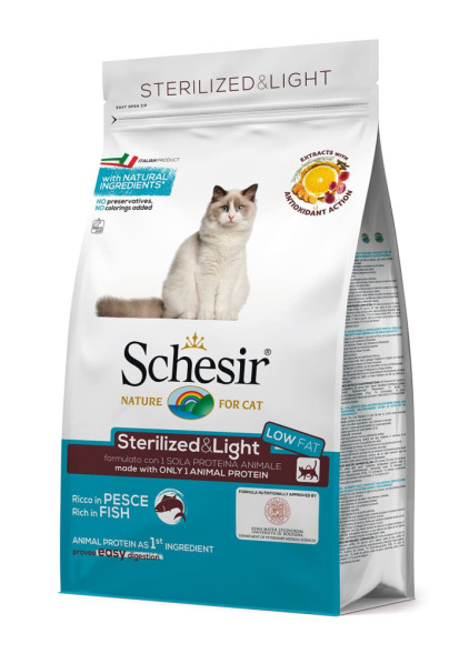 Schesir Cat Sterilized &amp;amp; Light сухой корм для стерилизованных кошек с рыбой - 10 кг