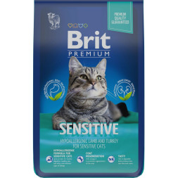 Brit Premium Cat Sensitive сухой корм для взрослых кошек с чувствительным пищеварением с ягненком и индейкой - 8 кг