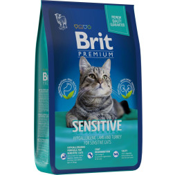 Brit Premium Cat Sensitive сухой корм для взрослых кошек с чувствительным пищеварением с ягненком и индейкой - 8 кг