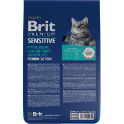 Brit Premium Cat Sensitive сухой корм для взрослых кошек с чувствительным пищеварением с ягненком и индейкой - 8 кг