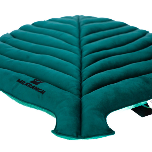 Mr.Kranch лежанка для собак Листочек, большая двусторонняя с имитацией кожи, 120х73х6 см, зеленая