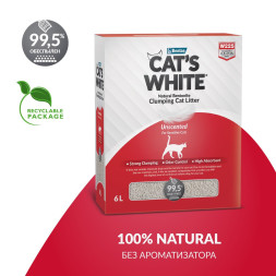 Cats White Box Premium Natural комкующийся наполнитель для кошачьего туалета натуральный без ароматизатора - 6 л