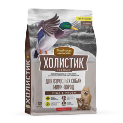 Деревенские лакомства Холистик Премьер сухой корм для взрослых собак мелких пород с уткой и рисом - 3 кг