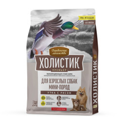 Деревенские лакомства Холистик Премьер сухой корм для взрослых собак мелких пород с уткой и рисом - 3 кг
