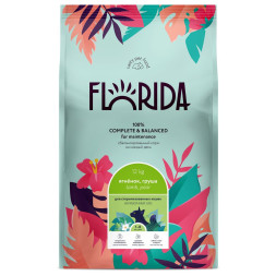 Florida сухой корм для взрослых стерилизованных кошек и кастрированных котов с ягненком и грушей - 12 кг