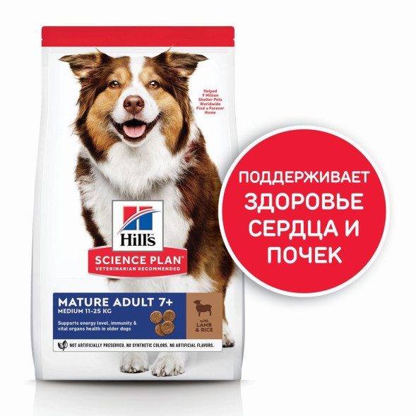 Hills Science Plan сухой корм для пожилых собак средних пород с ягненком и рисом - 2,5 кг