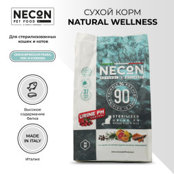 Necon Natural Wellness Sterilized Urine PH Ocean Fish &amp;amp; Rice сухой корм для взрослых стерилизованных кошек, для правильного баланса pH мочи, с океанической рыбой, рисом и клюквой - 1,5 кг
