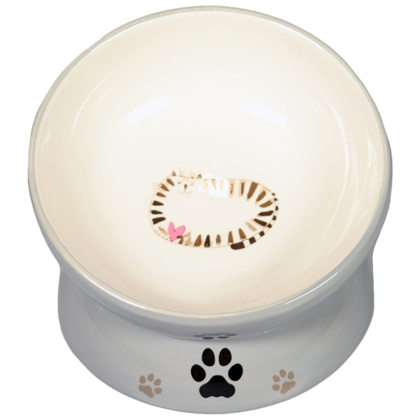 Mr.Kranch миска керамическая для кошек на подставке, 120 мл, серая